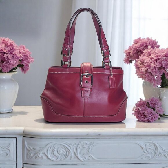 Coach Handbags - COACH Hamptons Satchel in burgundy/berry red Y2K